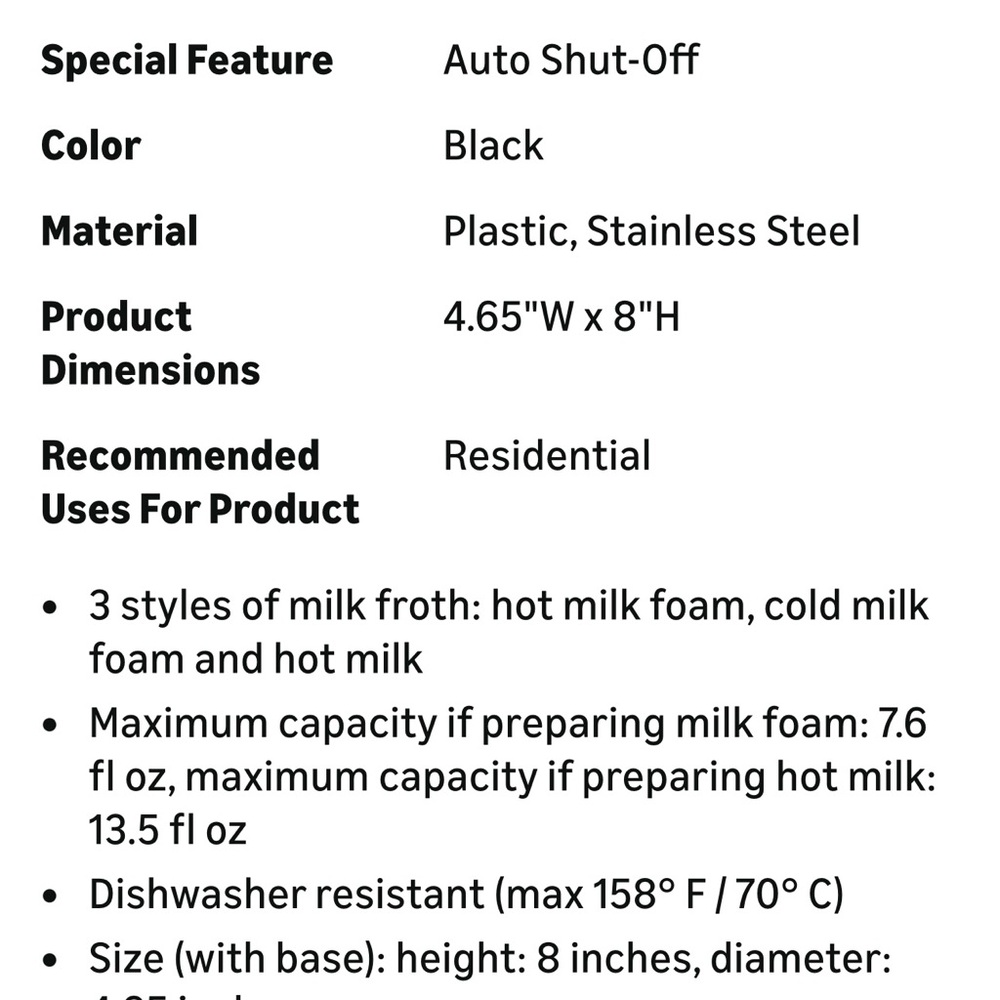 Nespresso Stainless Steel Black Frother - Picture 2 of 5